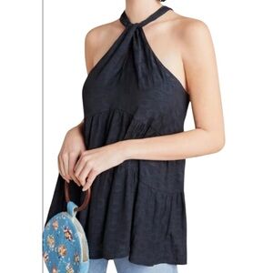 Anthropologie Black Lavinia High Neck Halter Blouse size small